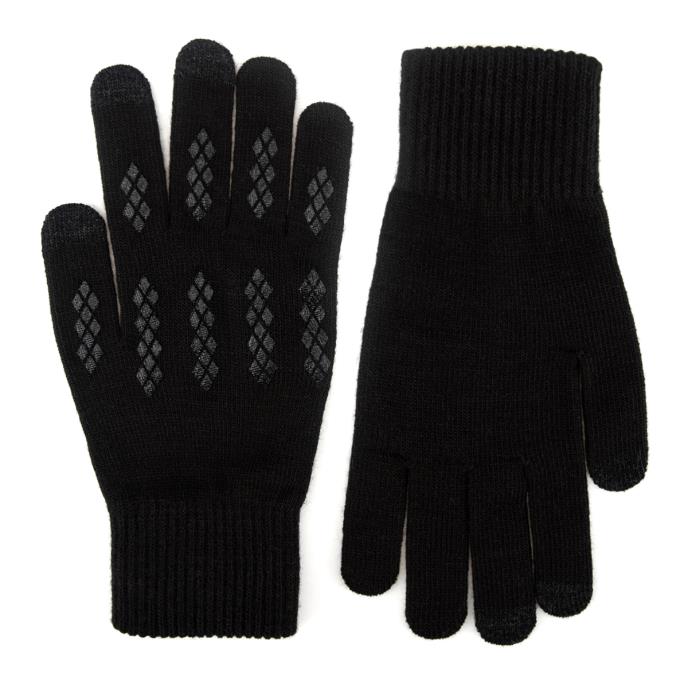 totes toasties® Mens Brushed Thermal Knitted SmarTouch Gloves Black Extra Image 3